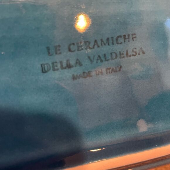 Le Ceramiche Della Veldelsa Vintage STUNNING Turquoise 21 inch Platter Italy - Picture 13 of 15